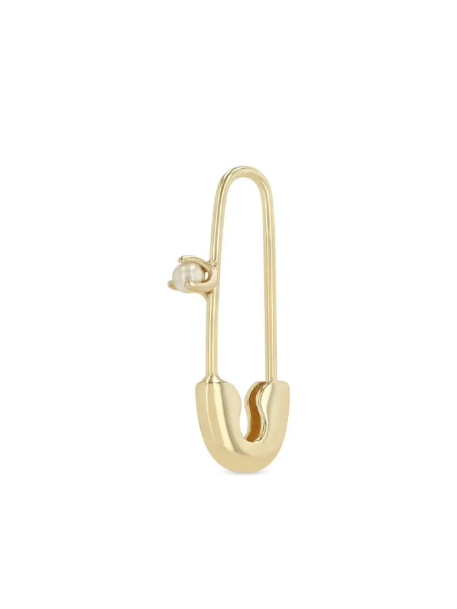 Zoe Chicco Zoë Chicco 14K イエローゴールド セーフティピン パール ピアスの商品画像