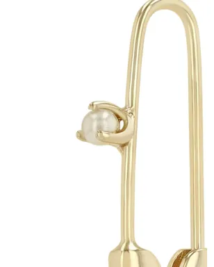 Zoë Chicco 14K イエローゴールド セーフティピン パール ピアス - サムネイル2