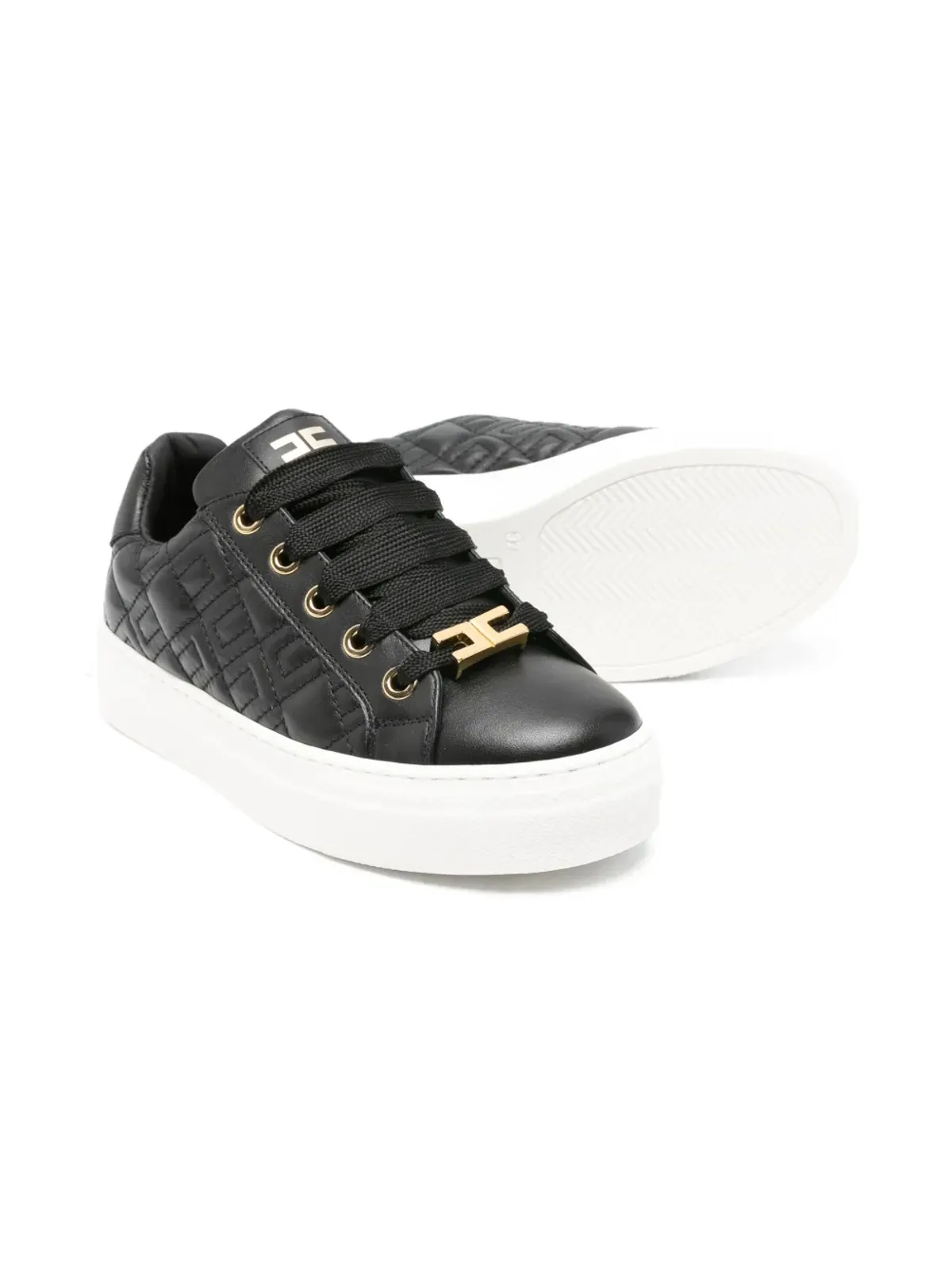 Elisabetta Franchi Kids キルテッド ロゴディテール スニーカー - ブラック - 画像2