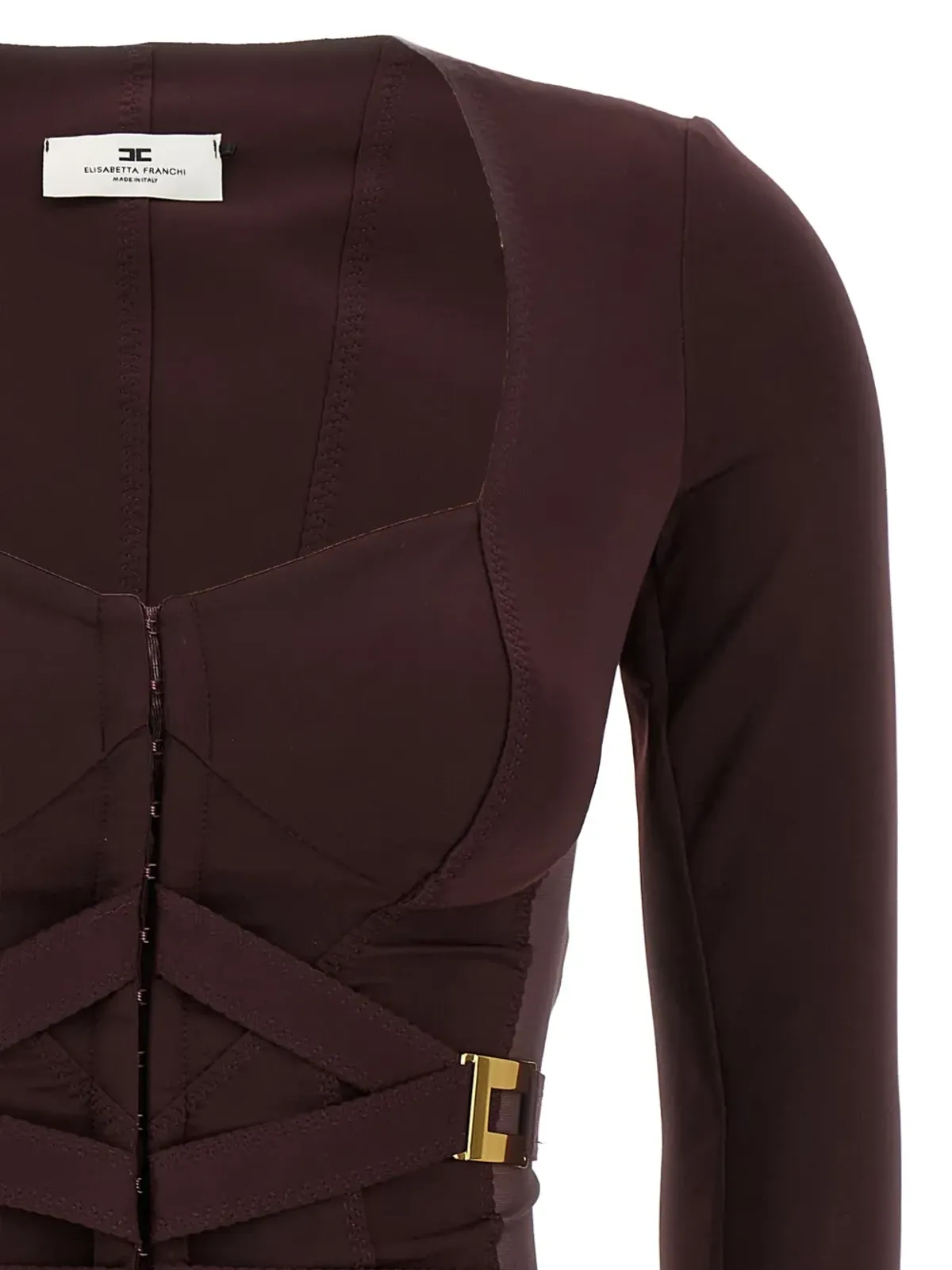 Elisabetta Franchi チュールインサートビスチェトップ - 画像3