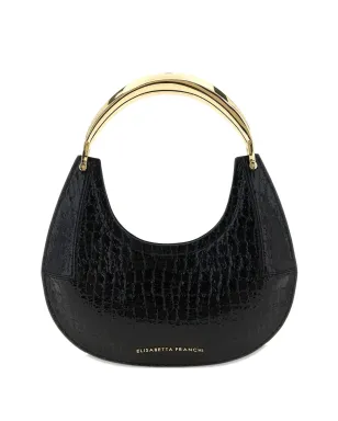 Elisabetta Franchi クロコダイルプリント半月型ショルダーバッグ - ブラック - サムネイル1