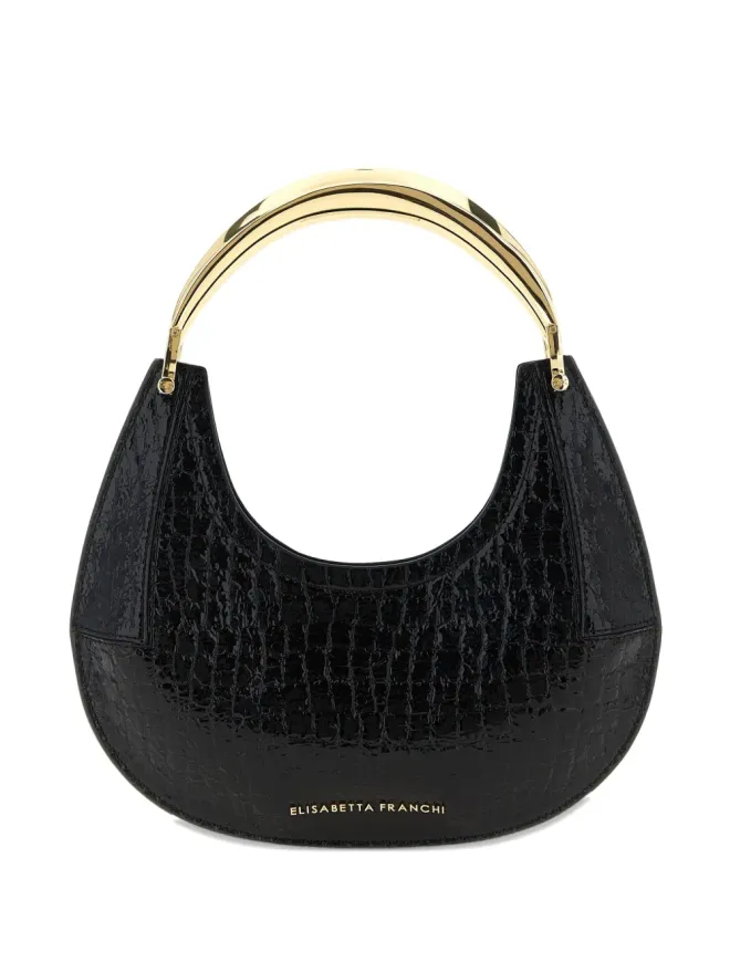 Elisabetta Franchi Elisabetta Franchi クロコダイルプリント半月型ショルダーバッグ - ブラックの商品画像
