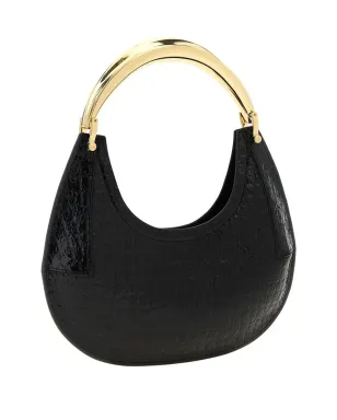 Elisabetta Franchi クロコダイルプリント半月型ショルダーバッグ - ブラック - サムネイル2