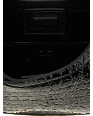 Elisabetta Franchi クロコダイルプリント半月型ショルダーバッグ - ブラック - サムネイル4