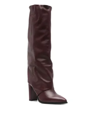 Gisel Moire 90mm ポインテッド レザー ブーツ - サムネイル2