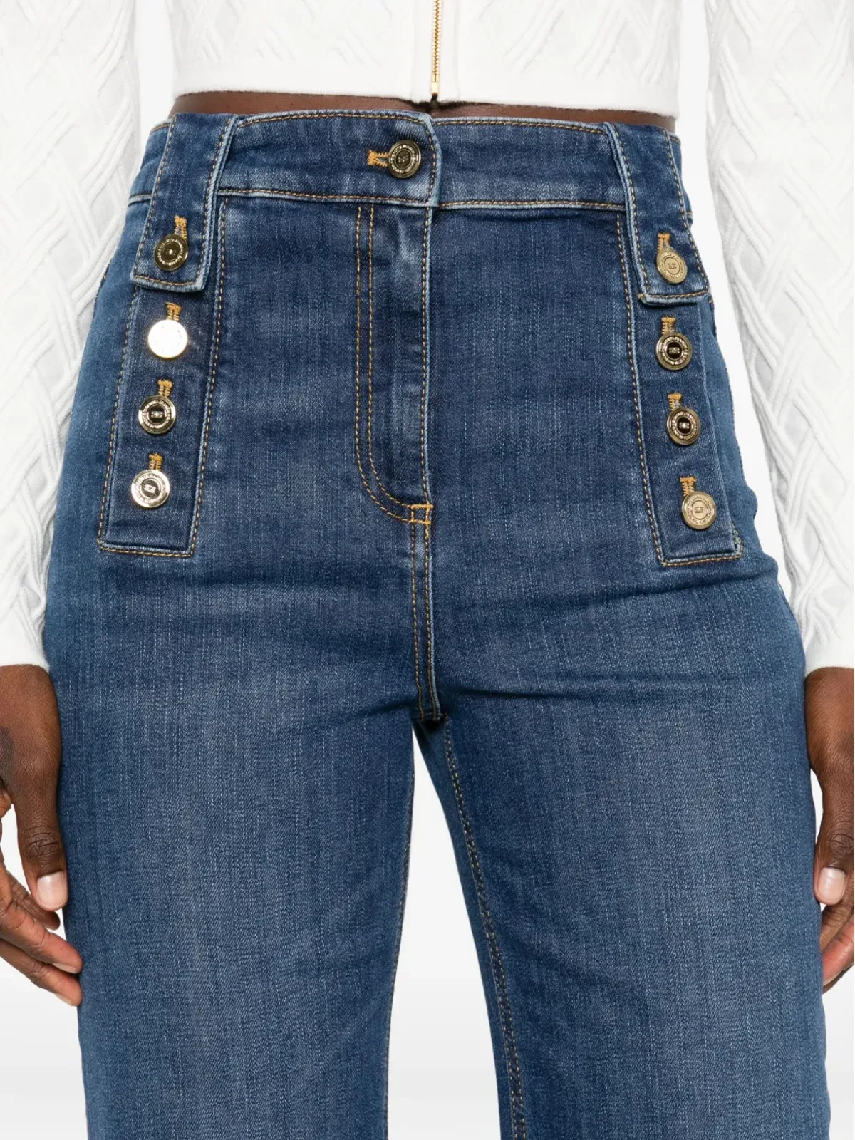 Elisabetta Franchi ボタンディテールジーンズ - 画像5