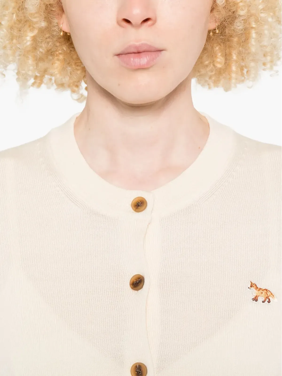 Maison Kitsuné フォックス刺繍ボタン留めカーディガン - 画像5