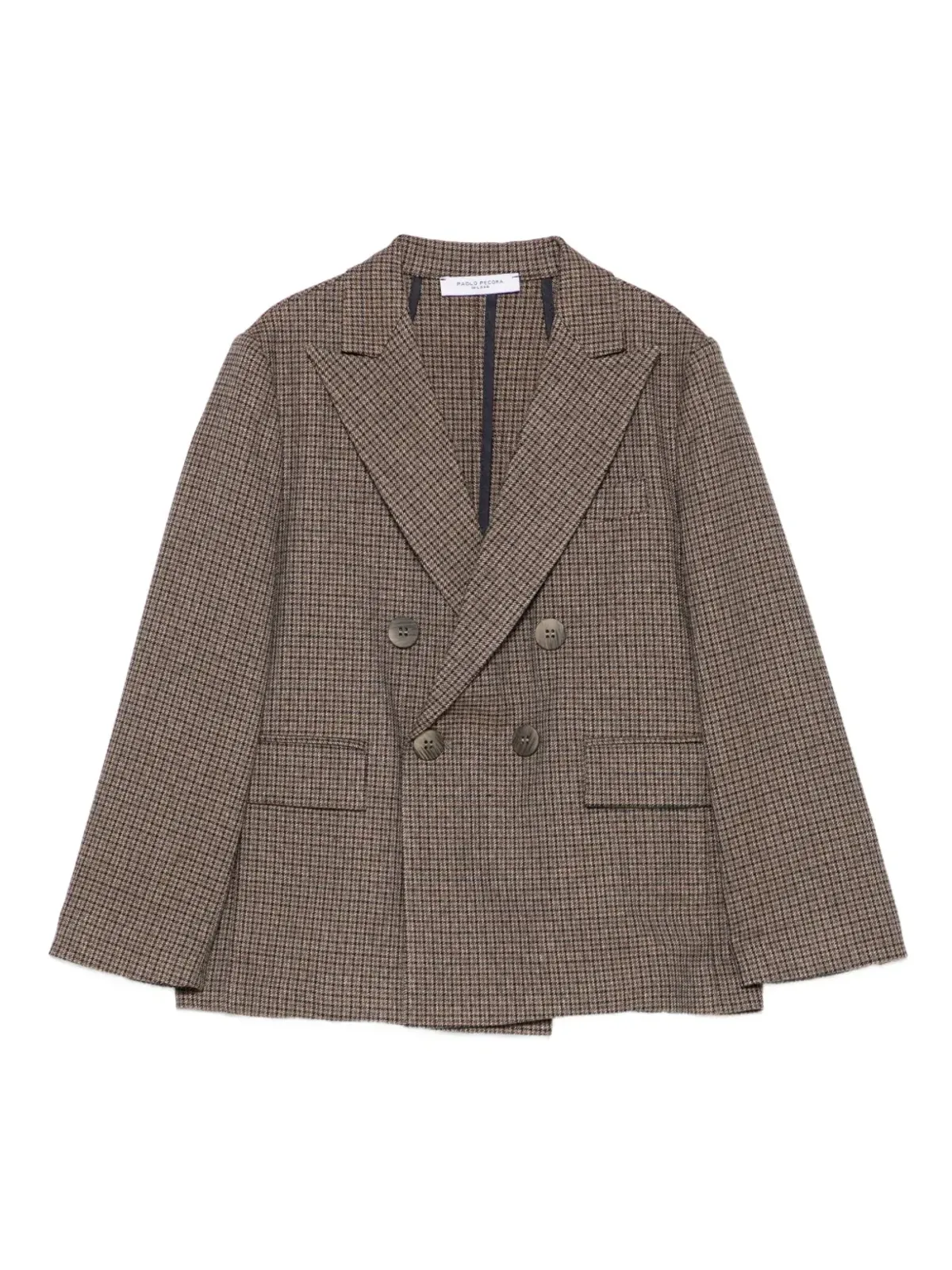 Paolo Pecora Kids ハウンドトゥースチェック柄 ダブルブレストブレザー - 画像1