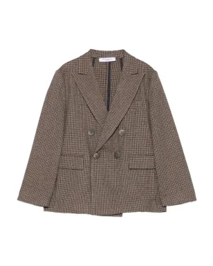 Paolo Pecora Kids ハウンドトゥースチェック柄 ダブルブレストブレザー - サムネイル1