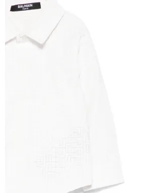 Balmain Kids 幾何学模様シャツ - White - サムネイル3