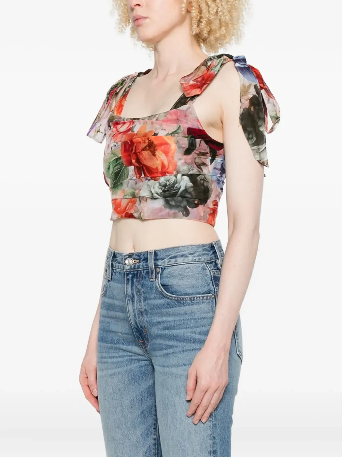 alice + olivia 花柄プリント タイディテール ブラウス - 画像3