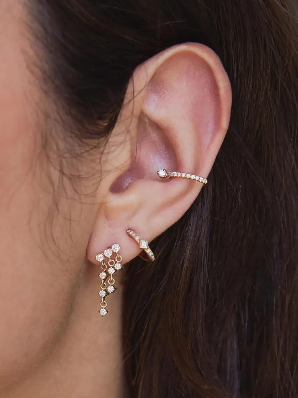 Zoë Chicco 14K イエローゴールド ワイヤー ダイヤモンド イヤーカフ - 画像2