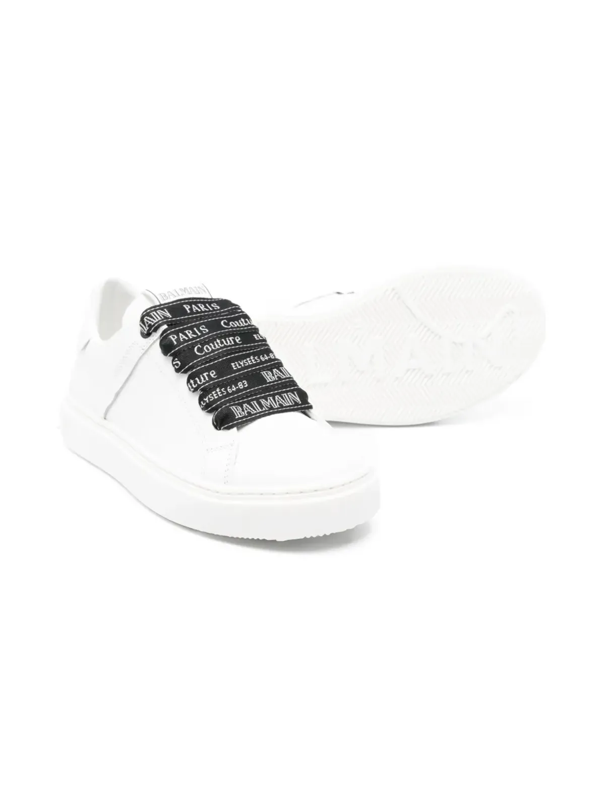 Balmain Kids ロゴレース レザースニーカー - 画像2