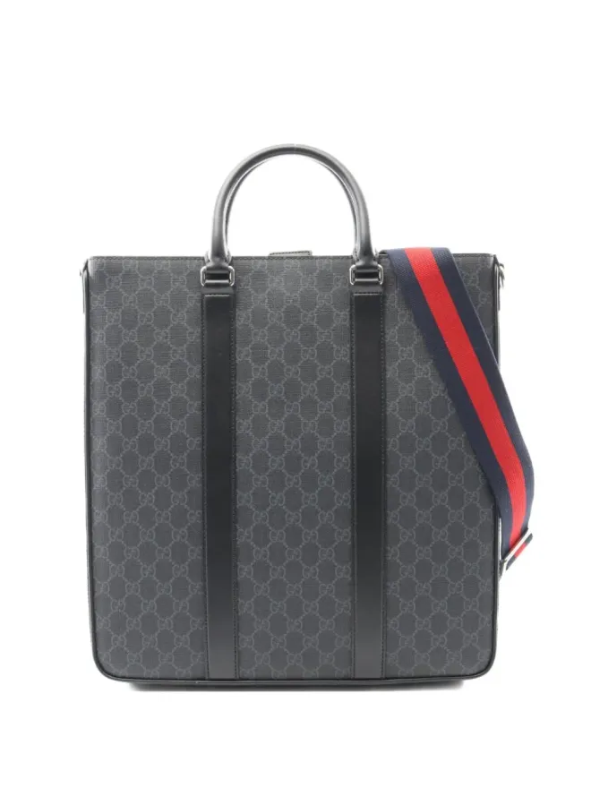 Gucci Pre-Owned Gucci Pre-Owned GG Supreme レザー トートバッグ ブラックの商品画像