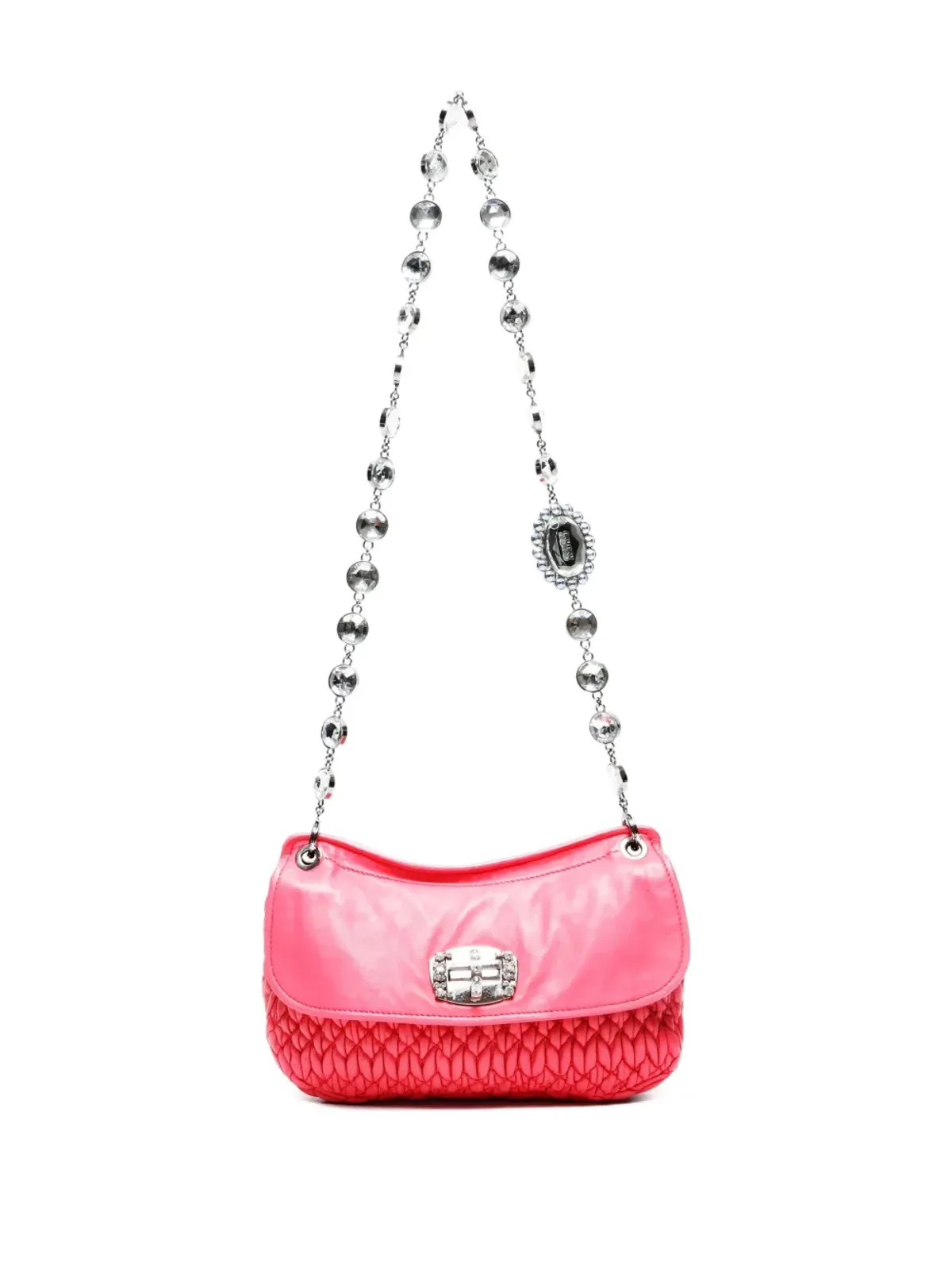 Miu Miu ビンテージ マテラス柄クリスタル付きショルダーバッグ - ピンク - 画像1