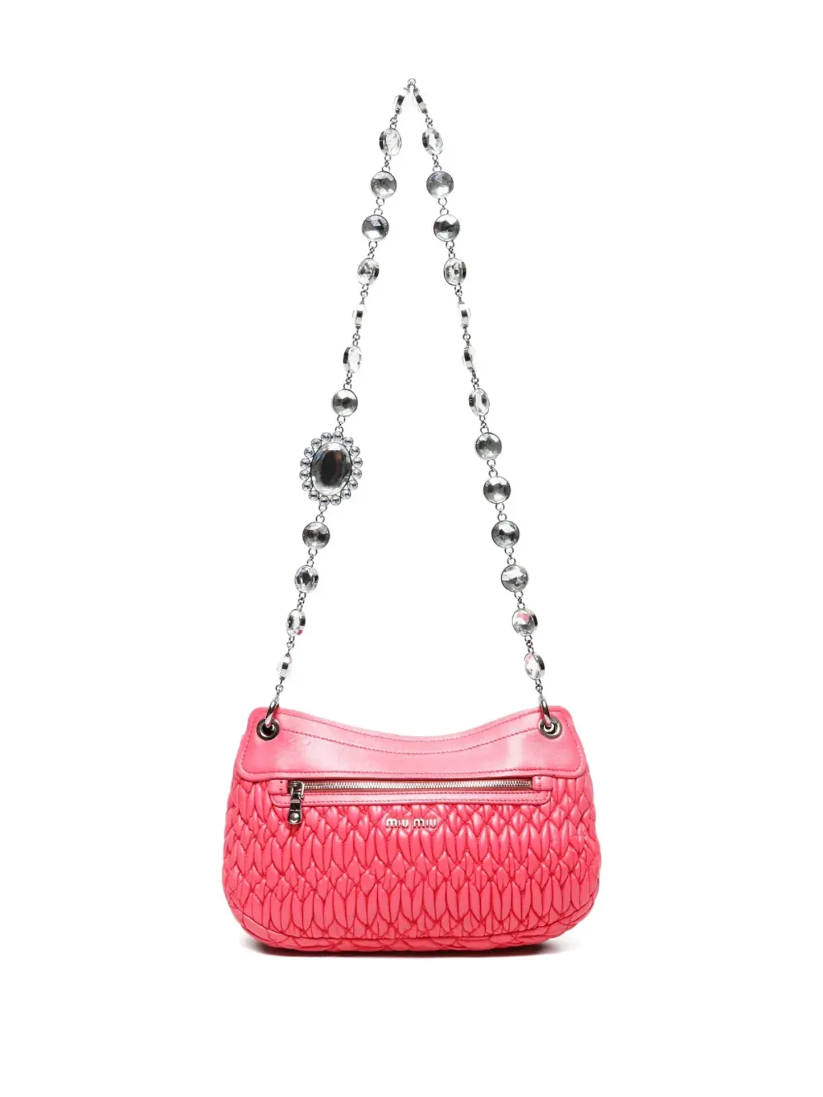Miu Miu ビンテージ マテラス柄クリスタル付きショルダーバッグ - ピンク - 画像3