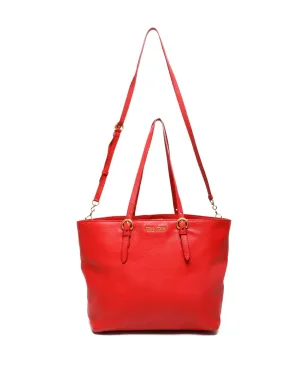 Miu Miu Pre-Owned レザートートバッグ - レッド - サムネイル4