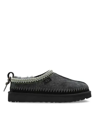 UGG 編み込みトリム シープスキン スリッパ ブラック - サムネイル1