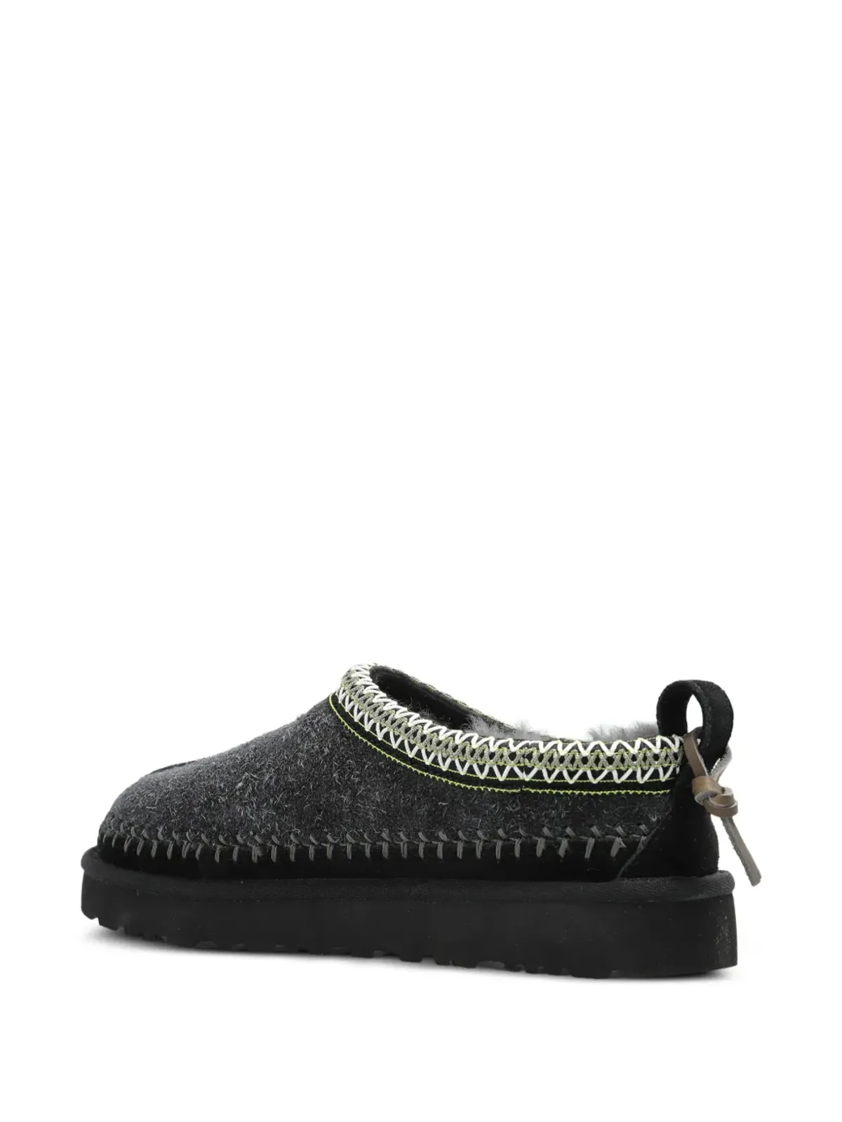 UGG 編み込みトリム シープスキン スリッパ ブラック - 画像2