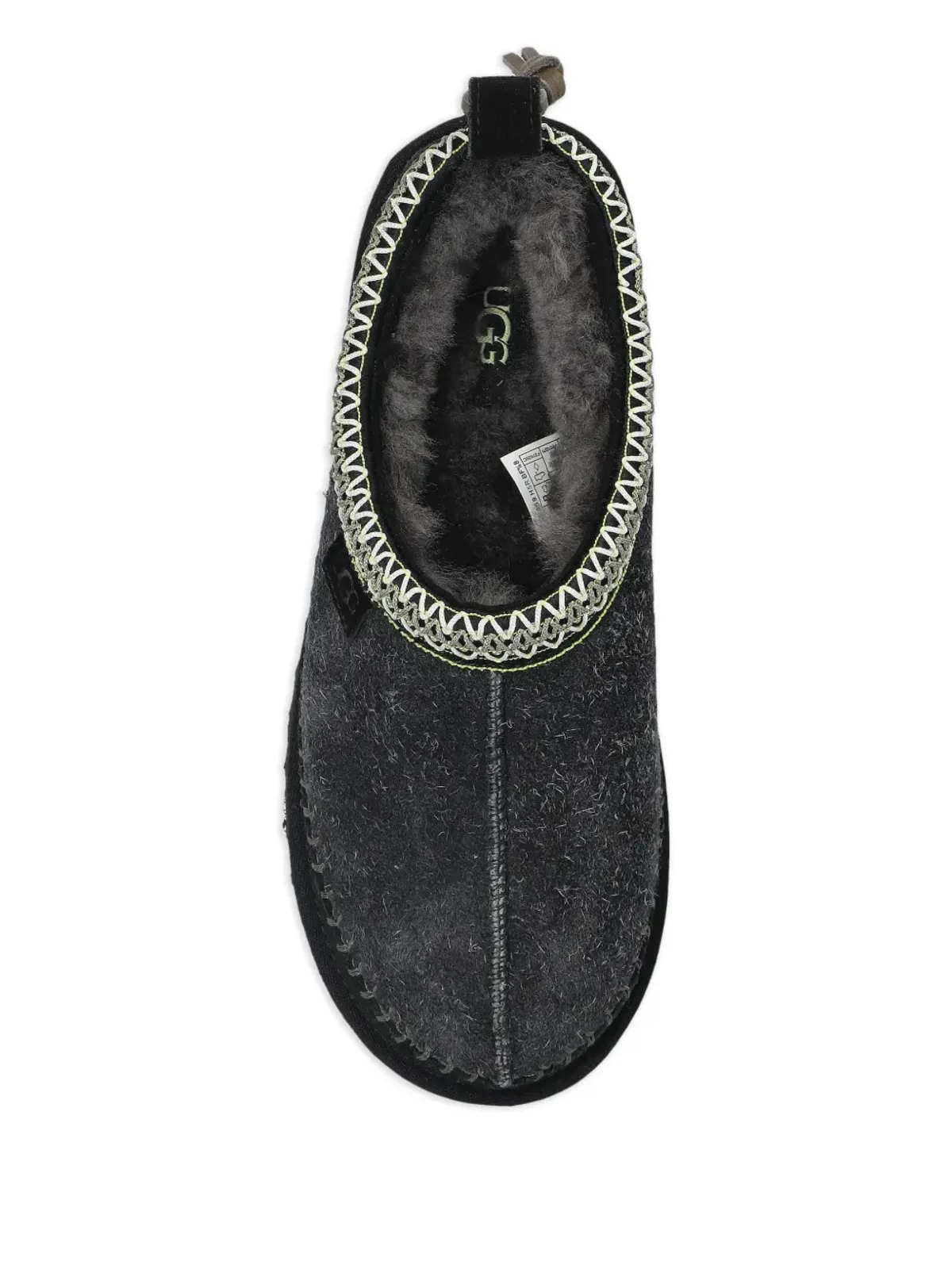 UGG 編み込みトリム シープスキン スリッパ ブラック - 画像3