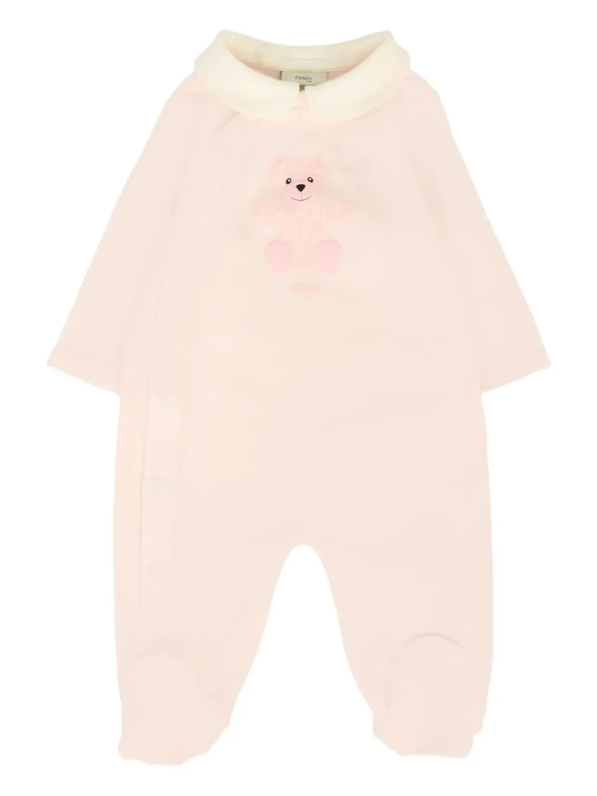 Fendi Kids テディベア刺繍のベビーログセット - ピンク - 画像1