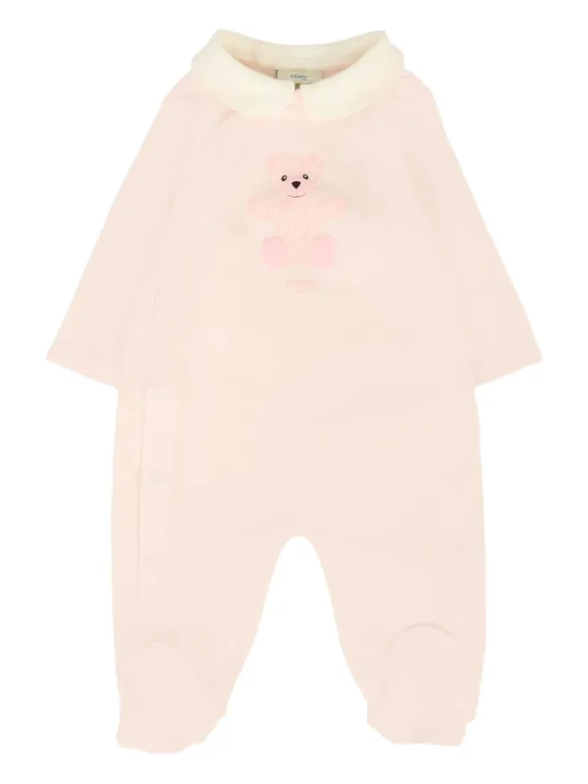 Fendi Kids Fendi Kids テディベア刺繍のベビーログセット - ピンクの商品画像