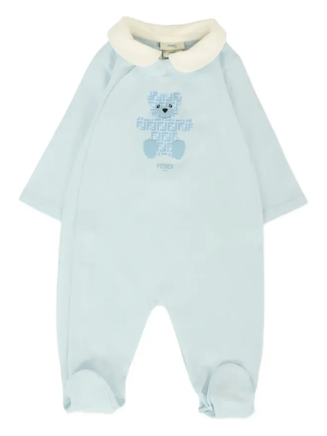 Fendi Kids Fendi Kids テディプリントベビーロンパース（3点セット） ブルーの商品画像
