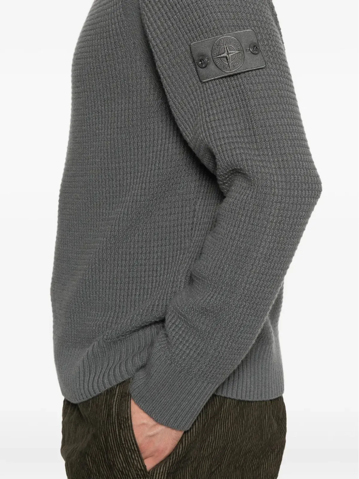 Stone Island ラグランスリーブ ウール スウェットシャツ グレー - 画像5