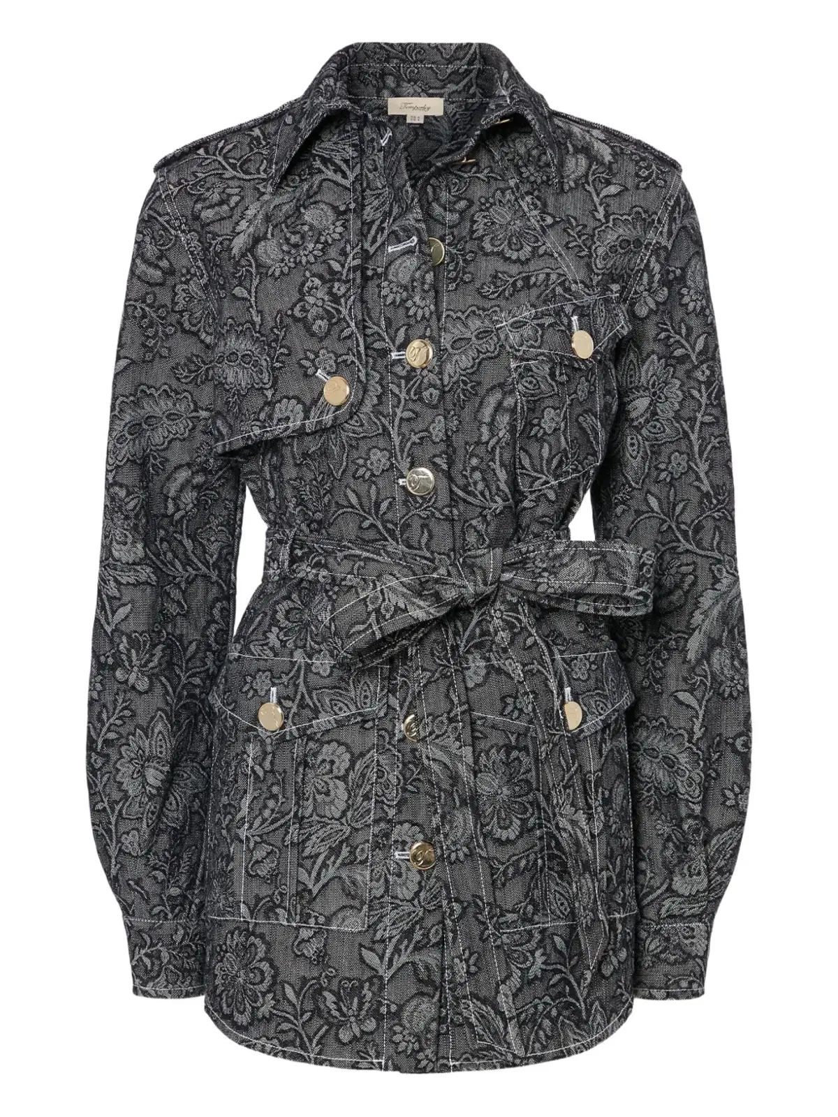Temperley London 花柄プリント ベルト付きデニムジャケット - 画像1
