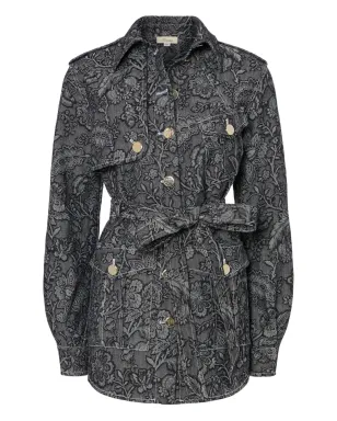 Temperley London 花柄プリント ベルト付きデニムジャケット - サムネイル1