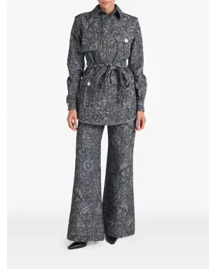Temperley London 花柄プリント ベルト付きデニムジャケット - サムネイル2