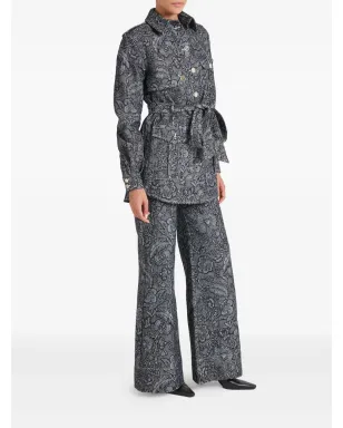 Temperley London 花柄プリント ベルト付きデニムジャケット - サムネイル3