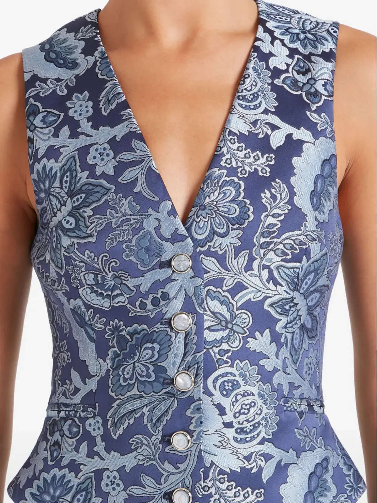 Temperley London 花柄プリント ボタン留め ウエストコート - 画像4