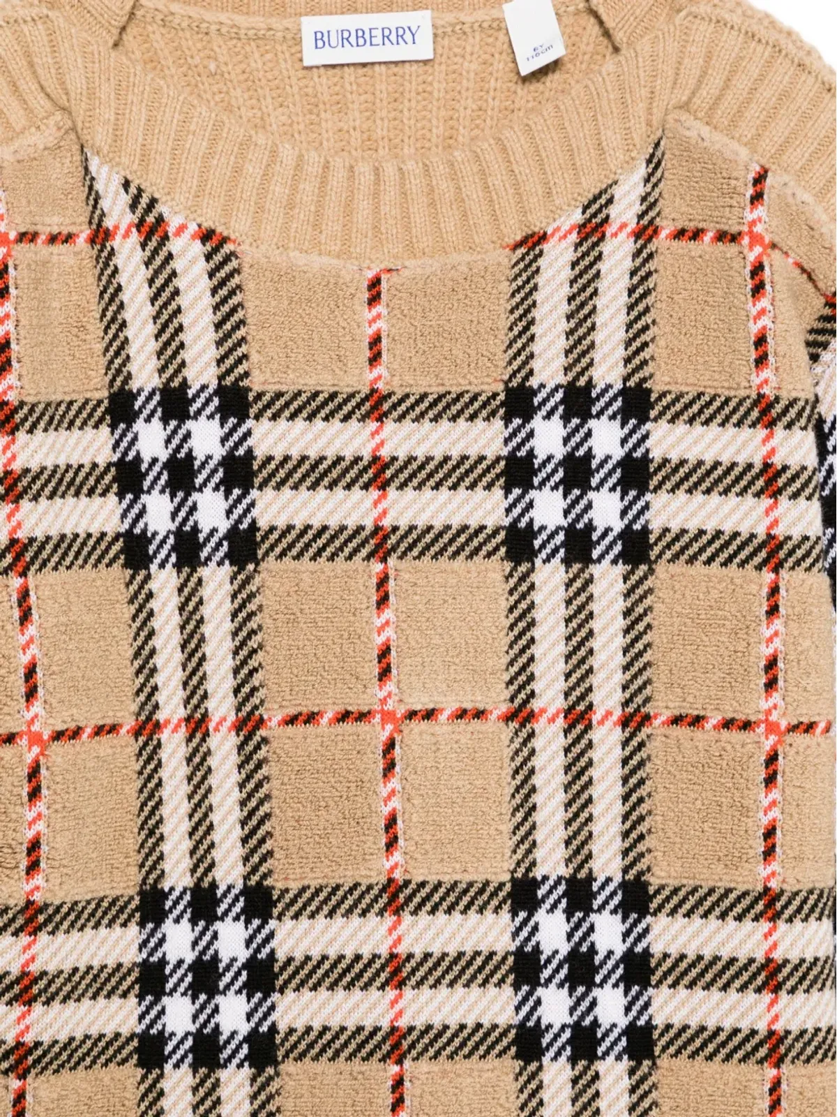 Burberry Kids チェック柄ウールセーター - 画像3