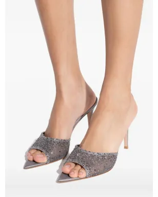 Gianvito Rossi Rania クリスタル装飾ヒールミュール - グレー - サムネイル4