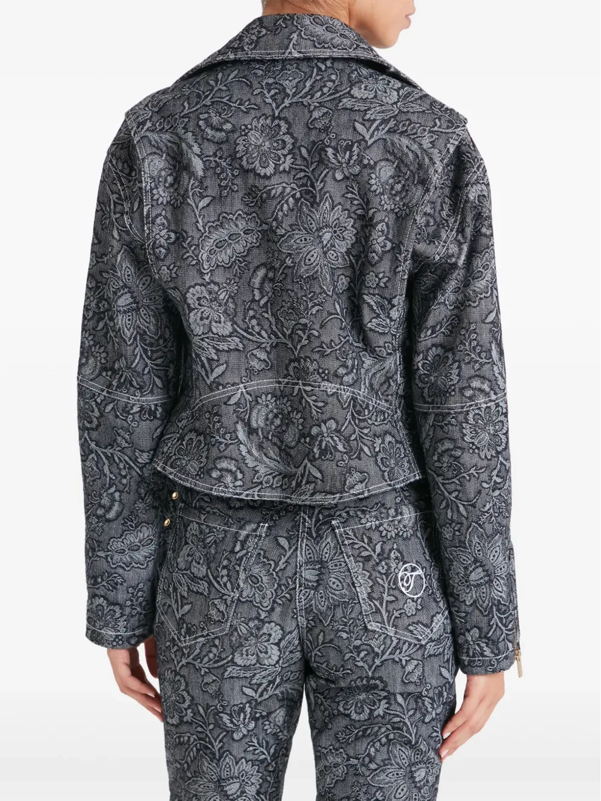 Temperley London 花柄プリントのベルト付きバイカージャケット - 画像4