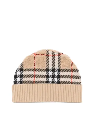 Burberry Kids チェック柄リブ編みニット帽 - サムネイル1