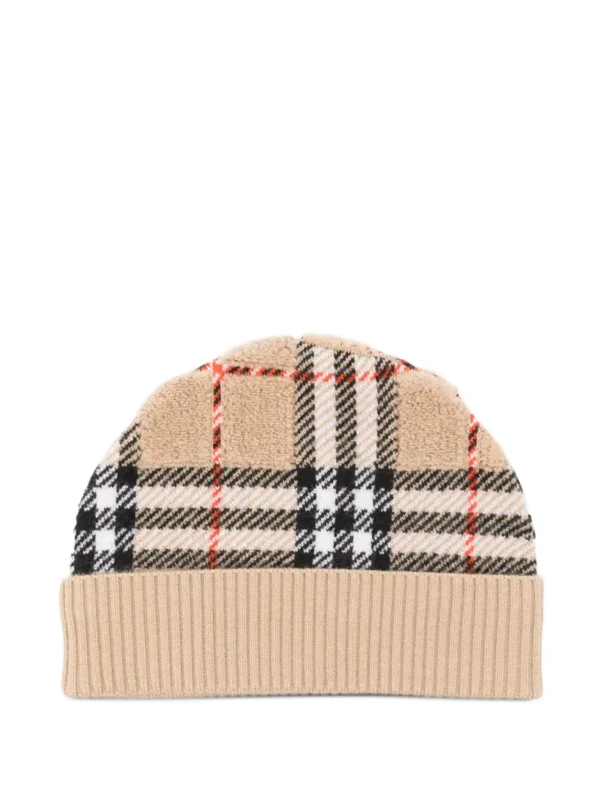 Burberry Kids Burberry Kids チェック柄リブ編みニット帽の商品画像