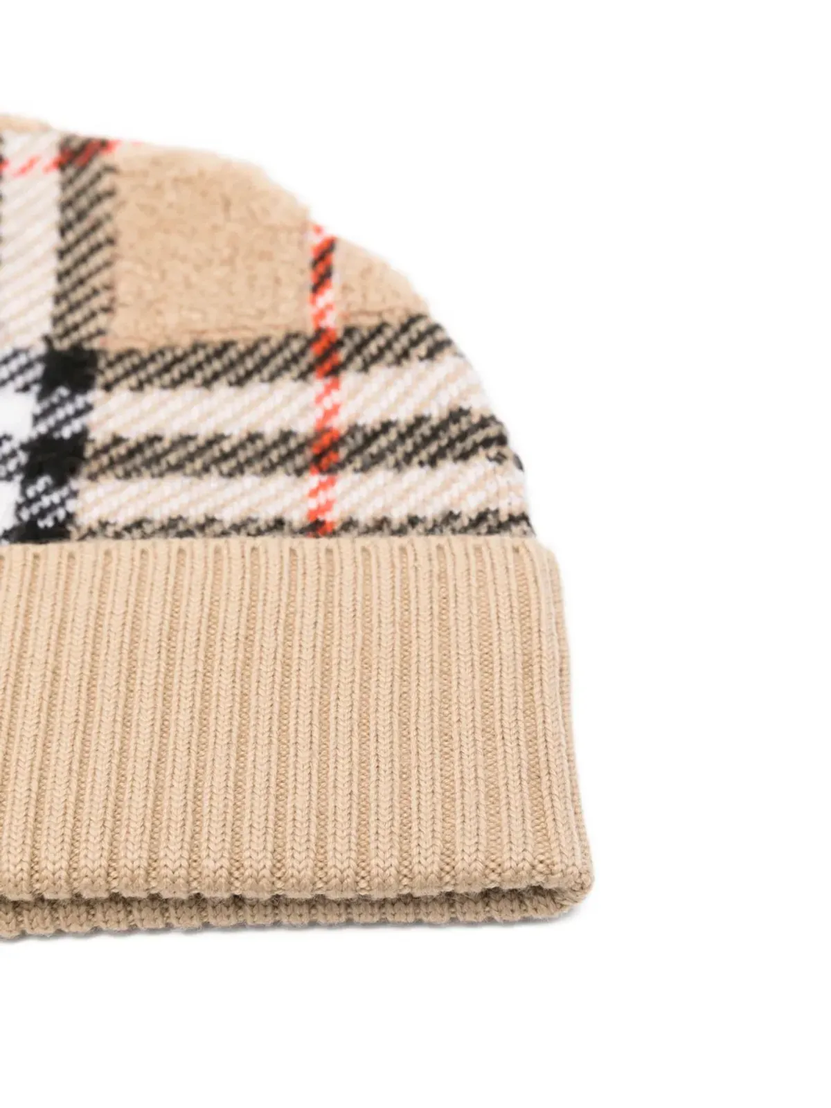 Burberry Kids チェック柄リブ編みニット帽 - 画像2