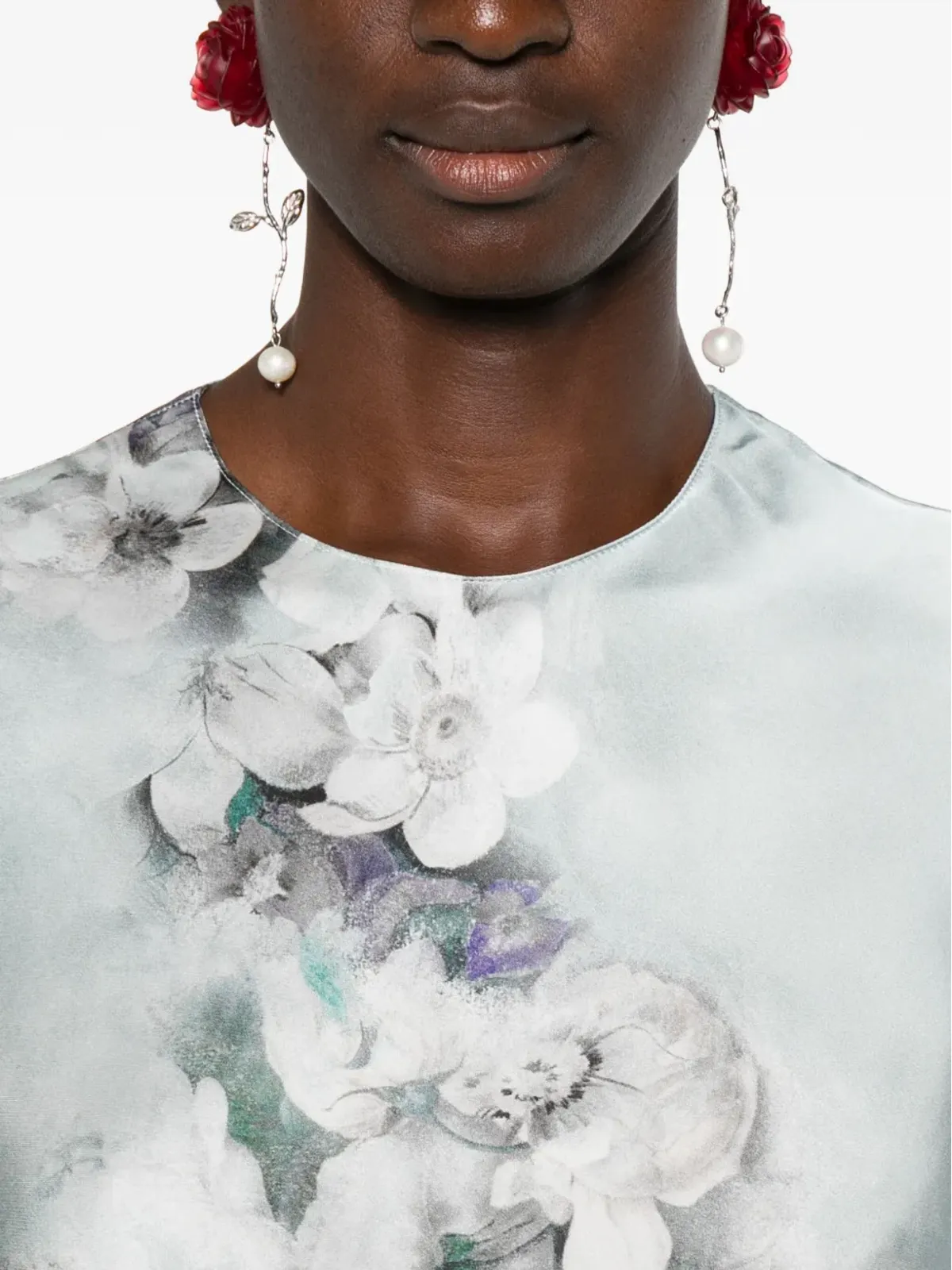 Alberta Ferretti 花柄プリント長袖デイドレス - ブルー - 画像5