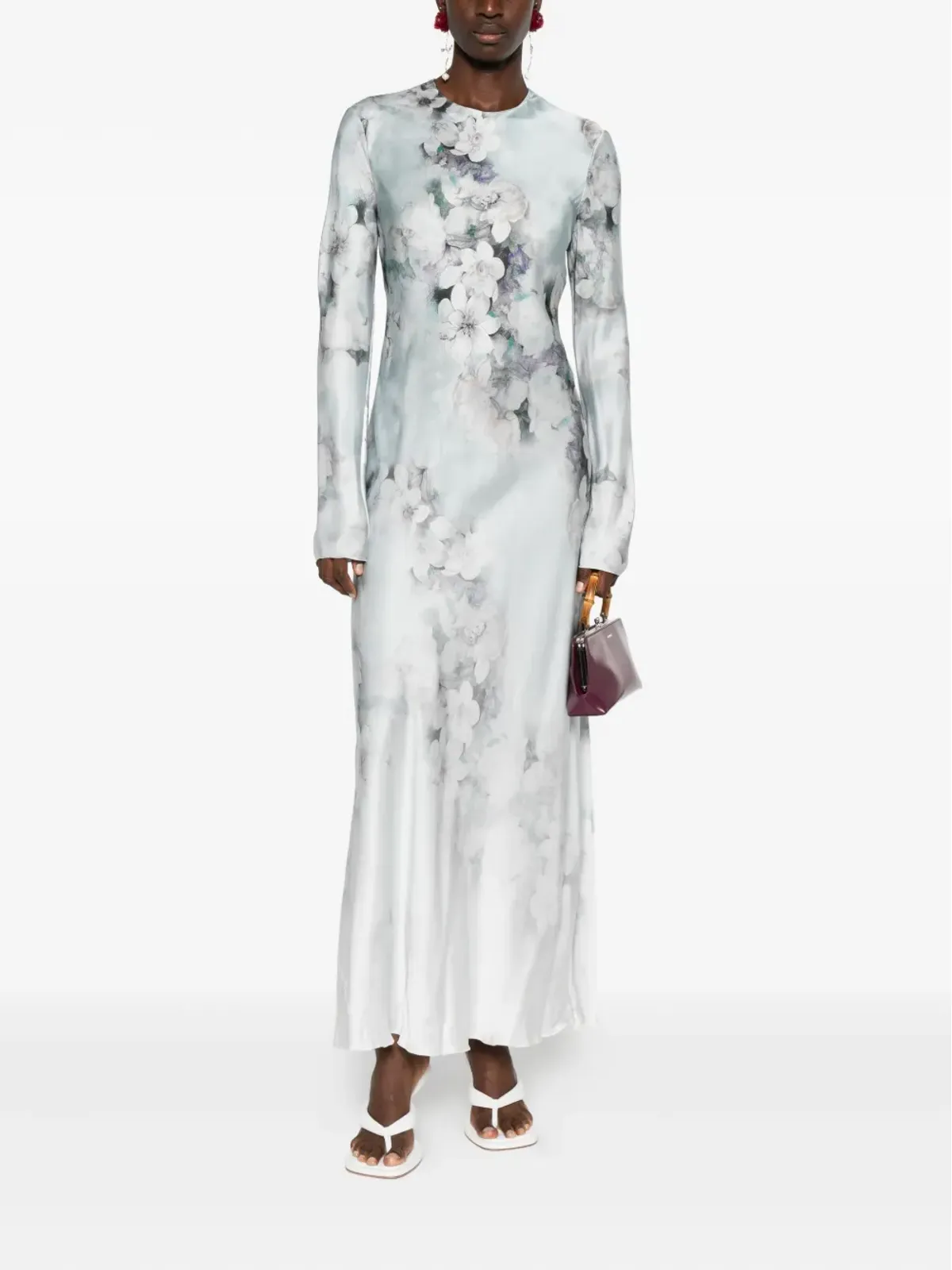 Alberta Ferretti 花柄プリント長袖デイドレス - ブルー - 画像2