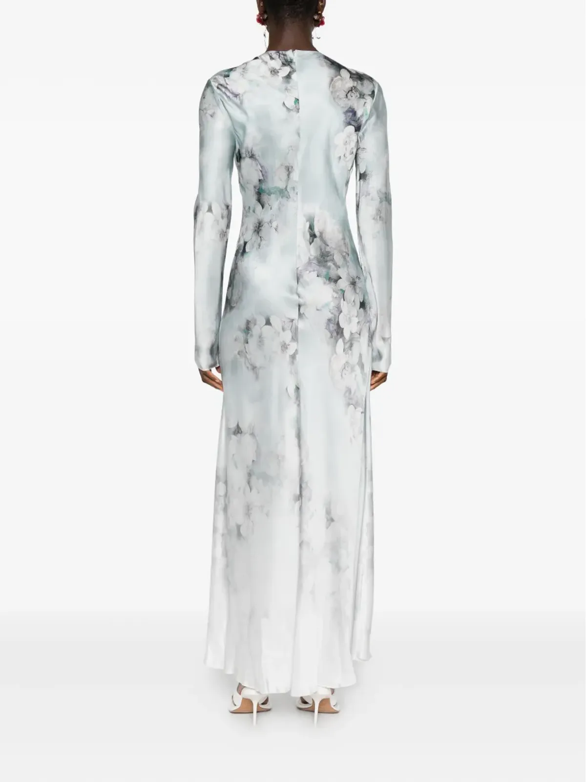 Alberta Ferretti 花柄プリント長袖デイドレス - ブルー - 画像4