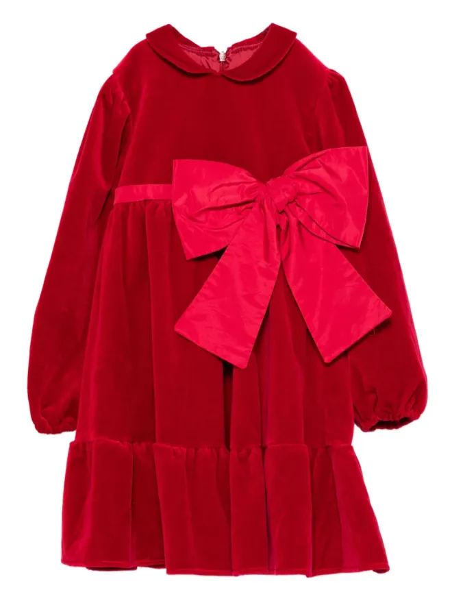 La Stupenderia La Stupenderia リボン付きベルベットドレスの商品画像