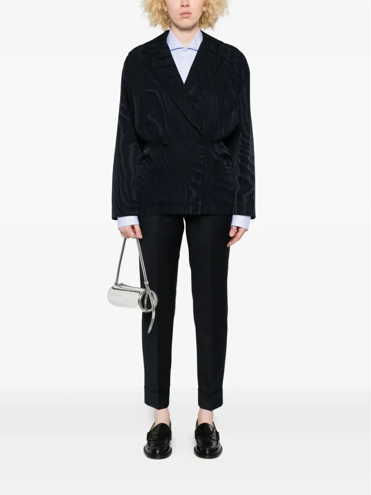 Berwich cuffed wool trousers - Blue - 画像2