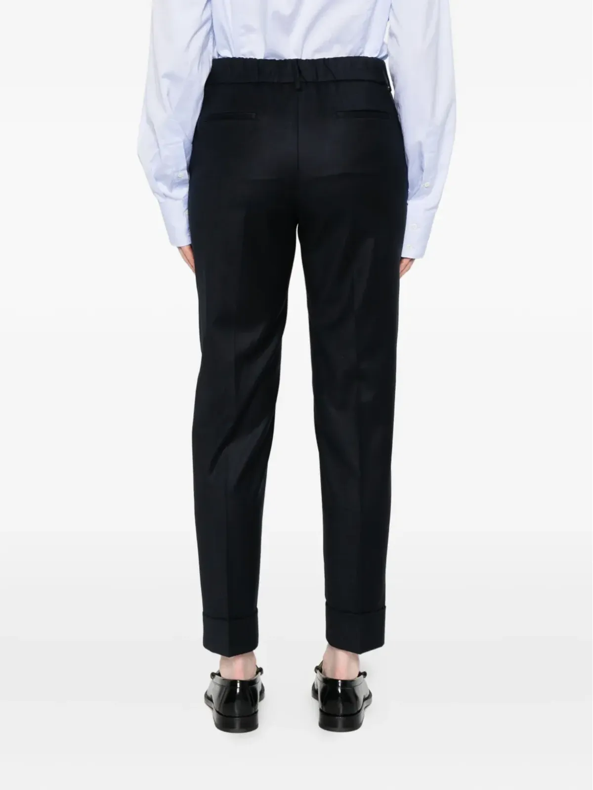 Berwich cuffed wool trousers - Blue - 画像4