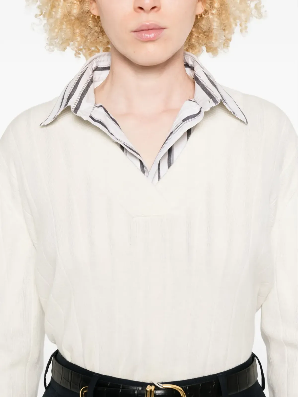Max Mara リブ編みVネックセーター - 画像5