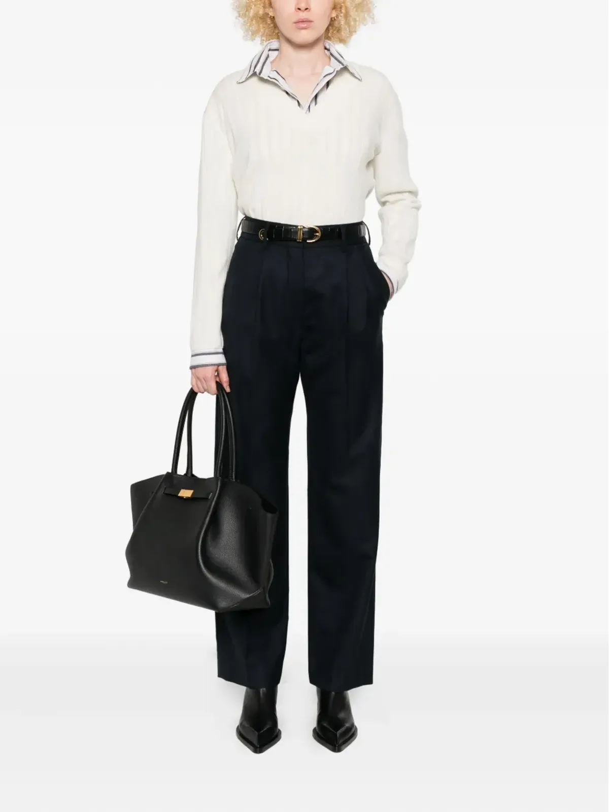 Max Mara リブ編みVネックセーター - 画像2