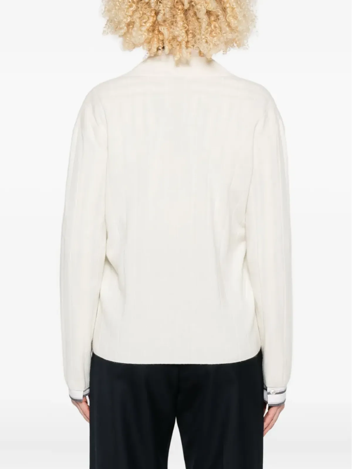 Max Mara リブ編みVネックセーター - 画像4