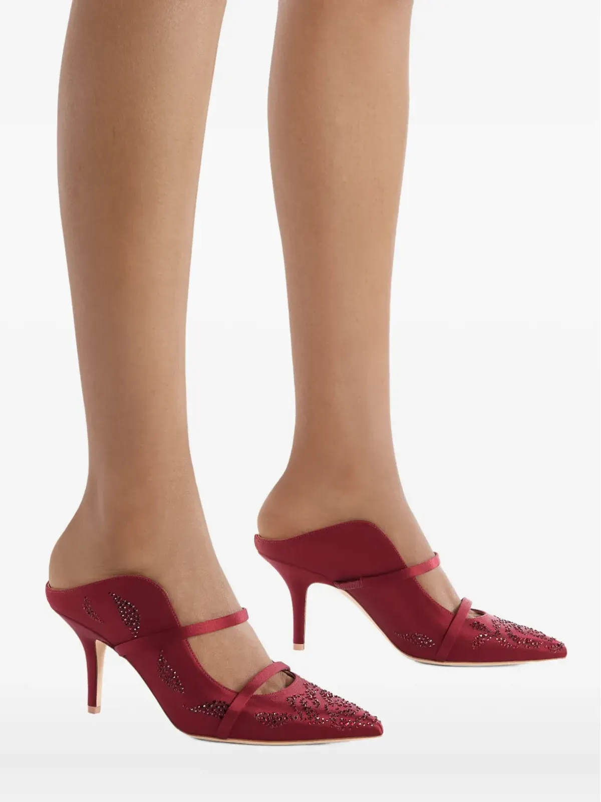 Malone Souliers 70mm Maureen エンベリッシュド ヒール付きミュール - レッド - 画像5