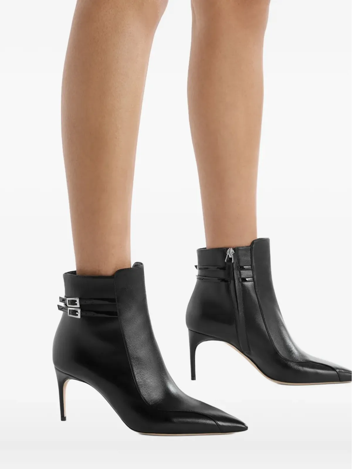 Malone Souliers Giordana 70mm ダブルバックル ポインテッドトゥ アンクルブーツ - 画像4